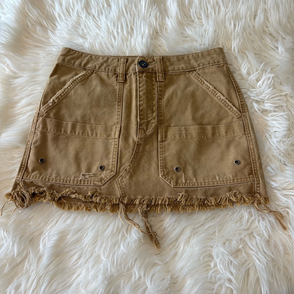 Free People Khaki Cargo Mini Skirt